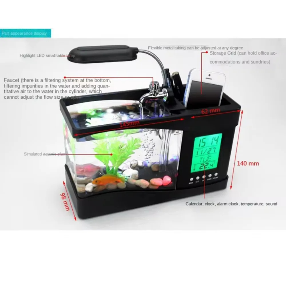 Mini pecera de acuario con bom - Aquarium Light reseña y precio